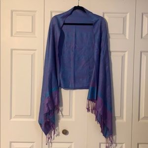 Blue/purple paisley print oversized shawl/scarf.